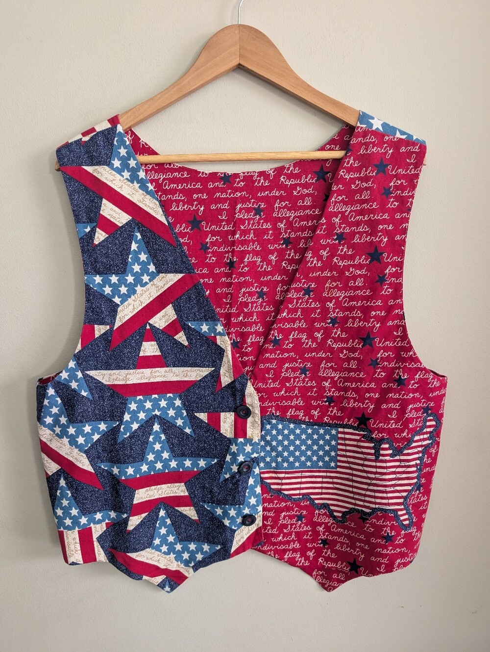 Americana Patriotic Pledge Flag Vest Size XL
